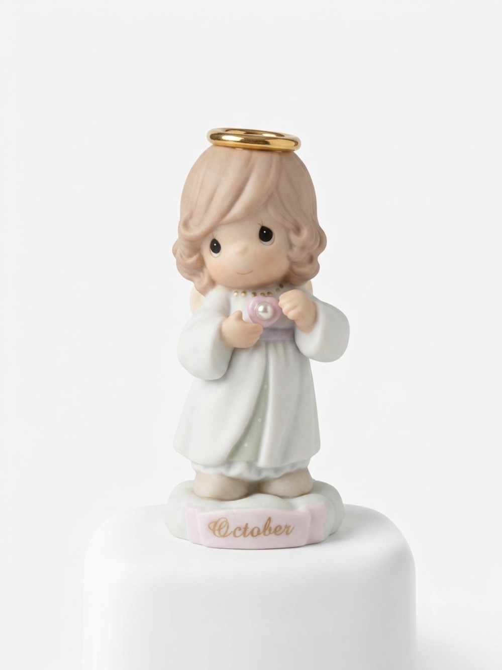 Precious Moments October Angel Figurine with Pearl
